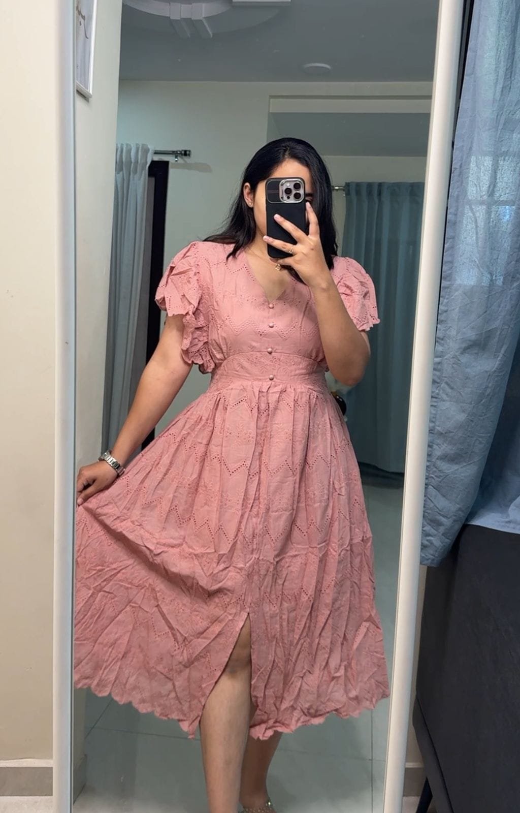 Cole A-line Cotton Dress - Peach image