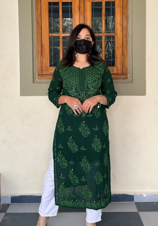 Kuhu Viscose Chikankari Mukaish Kurtis image 0