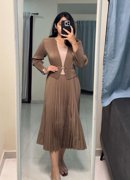 Olin Exclusive Pleated Dress - Brown image