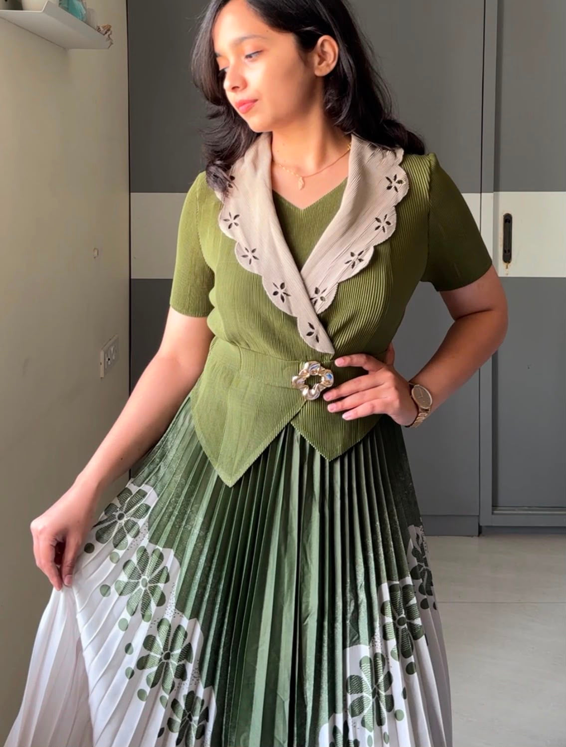 Tania Floral Pleated Dress