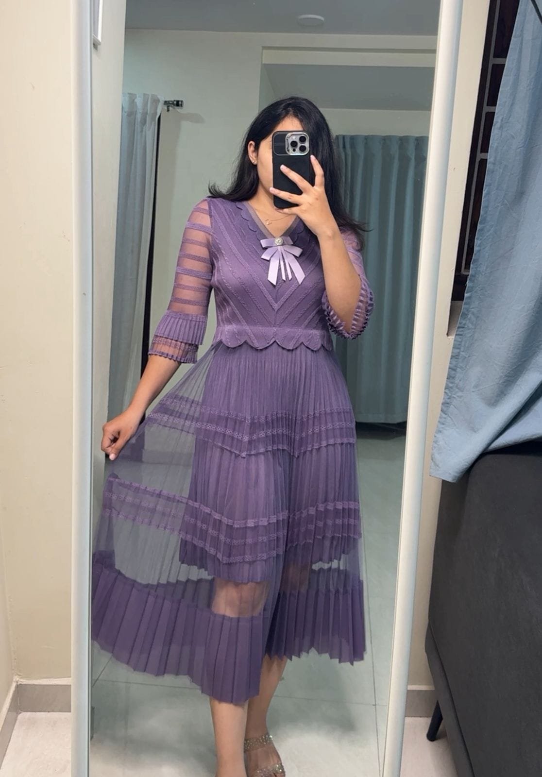Marisol Micro Pleated Dress - Purple image
