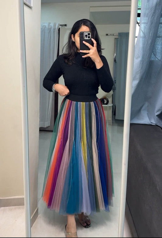 Multicolor Mesh Skirt image 0