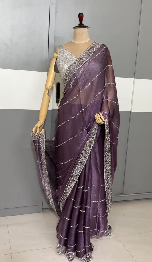 Premium Organza Silk Shimmer Sarees image 0