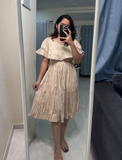 Polyester Printed Midi Dress - Beige image