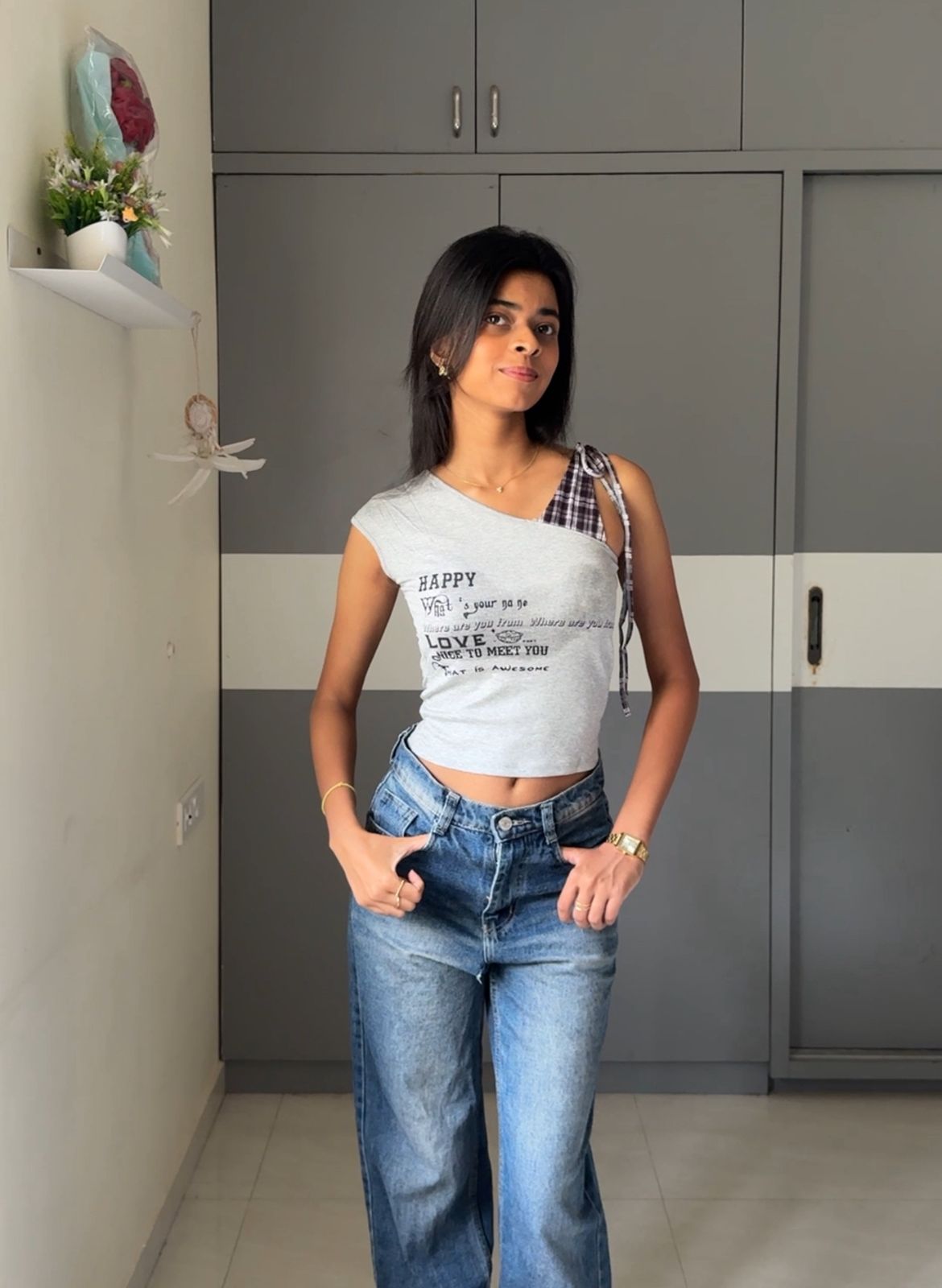 Gean One Shoulder Crop Top