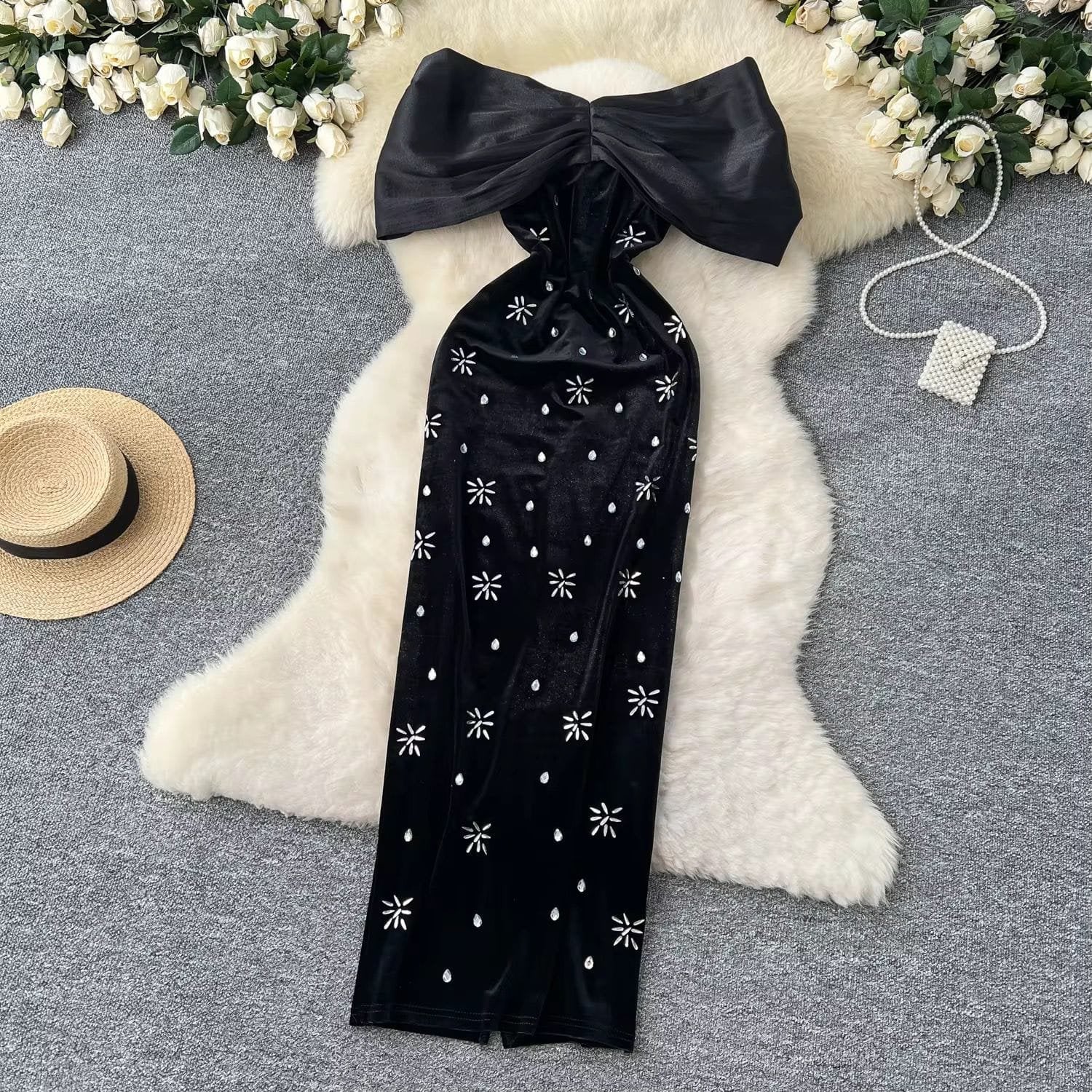 Megan Velvet Party Dress - Black image