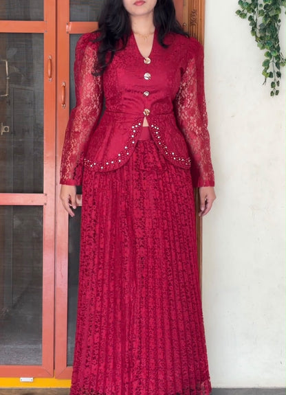 Plum Exclusive Pleated Co-Ords