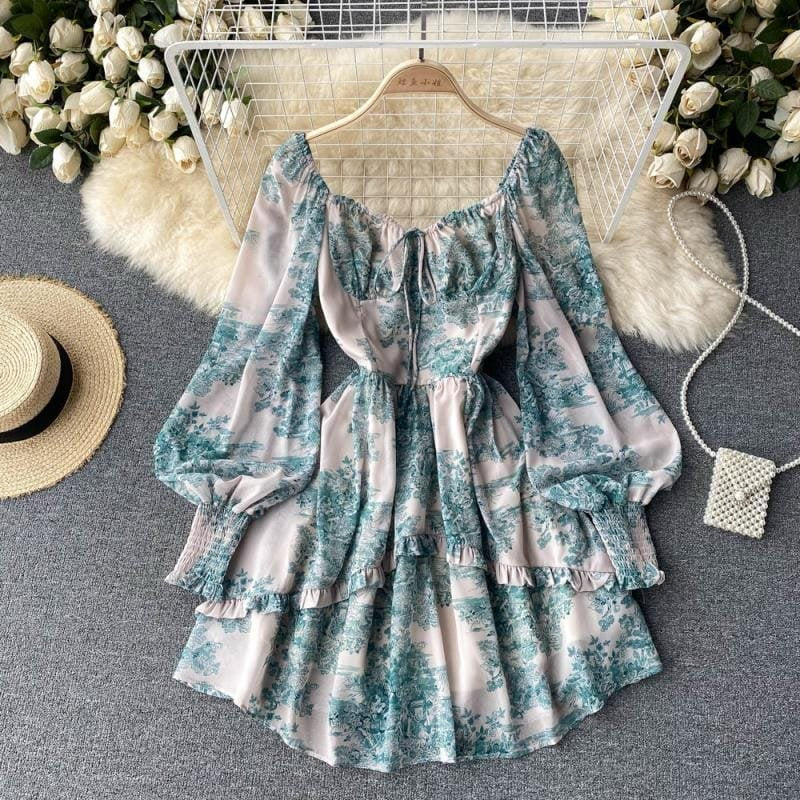 Vintage Floral Dress - Green image