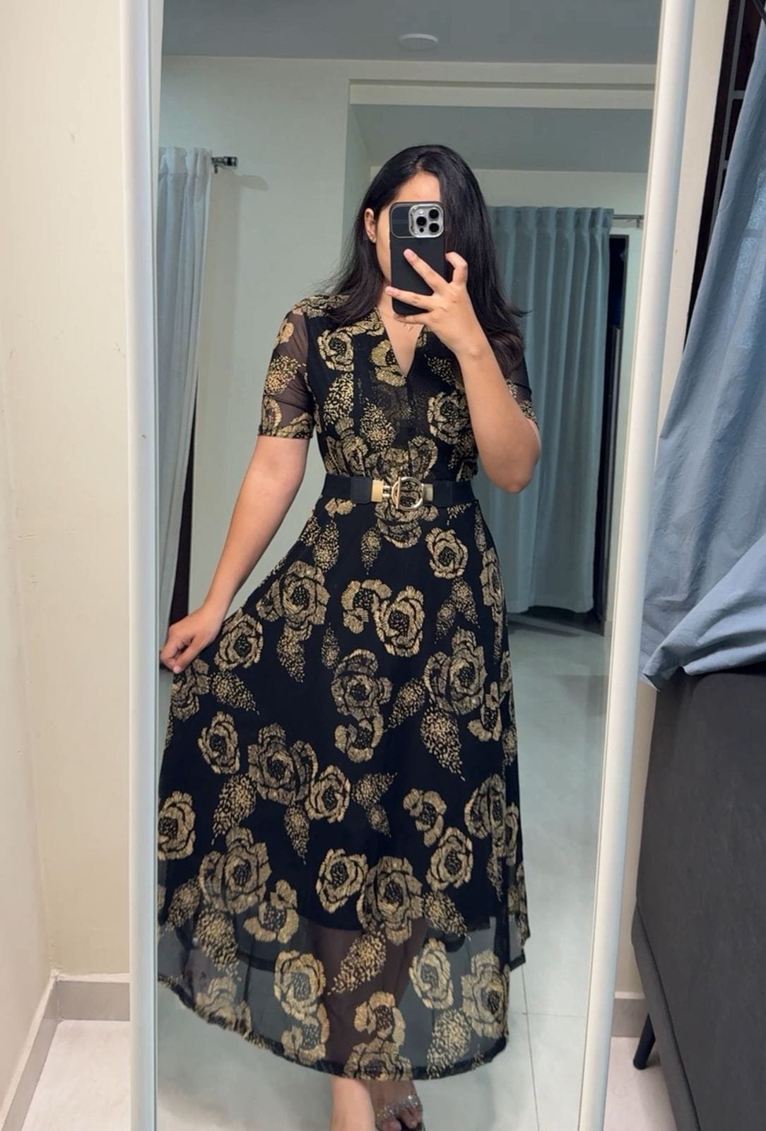Effie Floral Printed Mesh Dress image 3