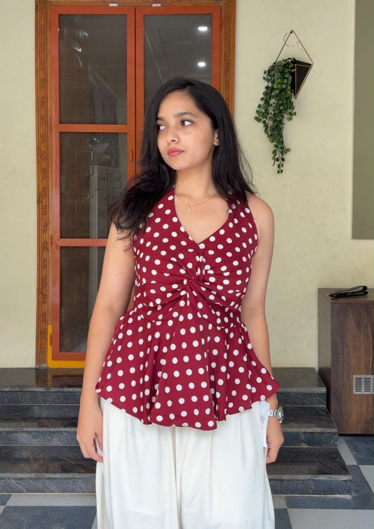 Nany Polka Dot Halter Neck Tops