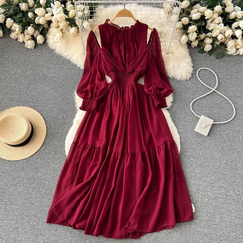 Chaicy Classic Dress - Maroon image