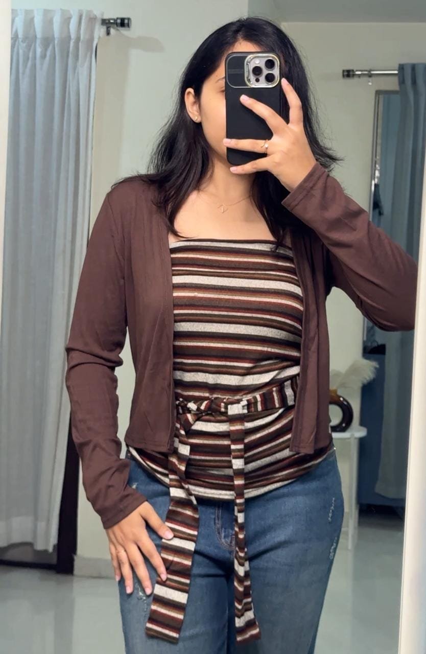 Striped Tube Top & Shrug Hosiery Set image 1