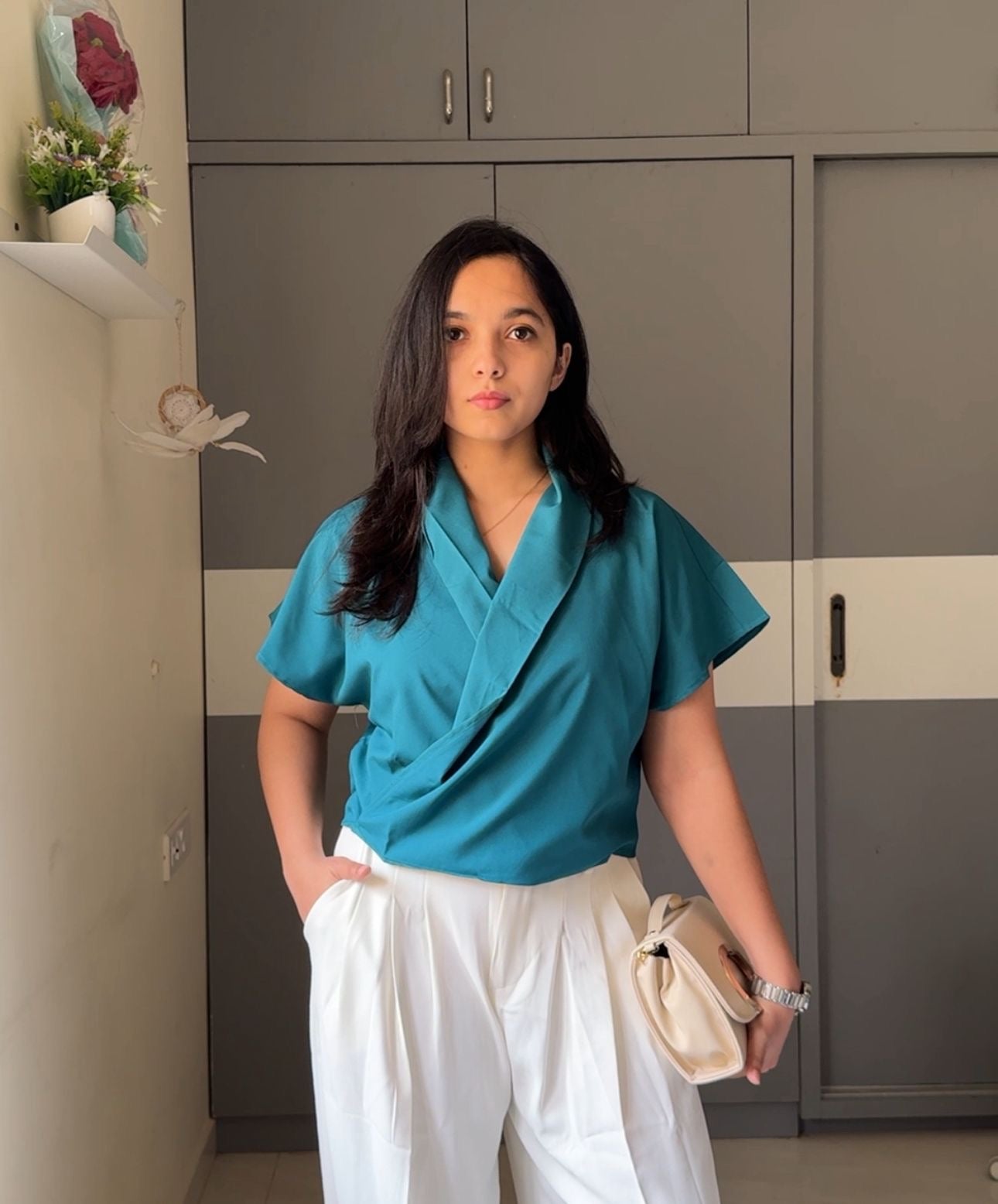 Fren V-Neck Draped Tops