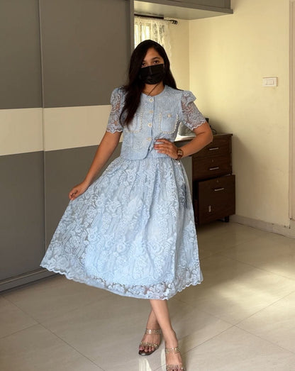 Jolly Embroidered Organza Co-Ords - Light Blue image