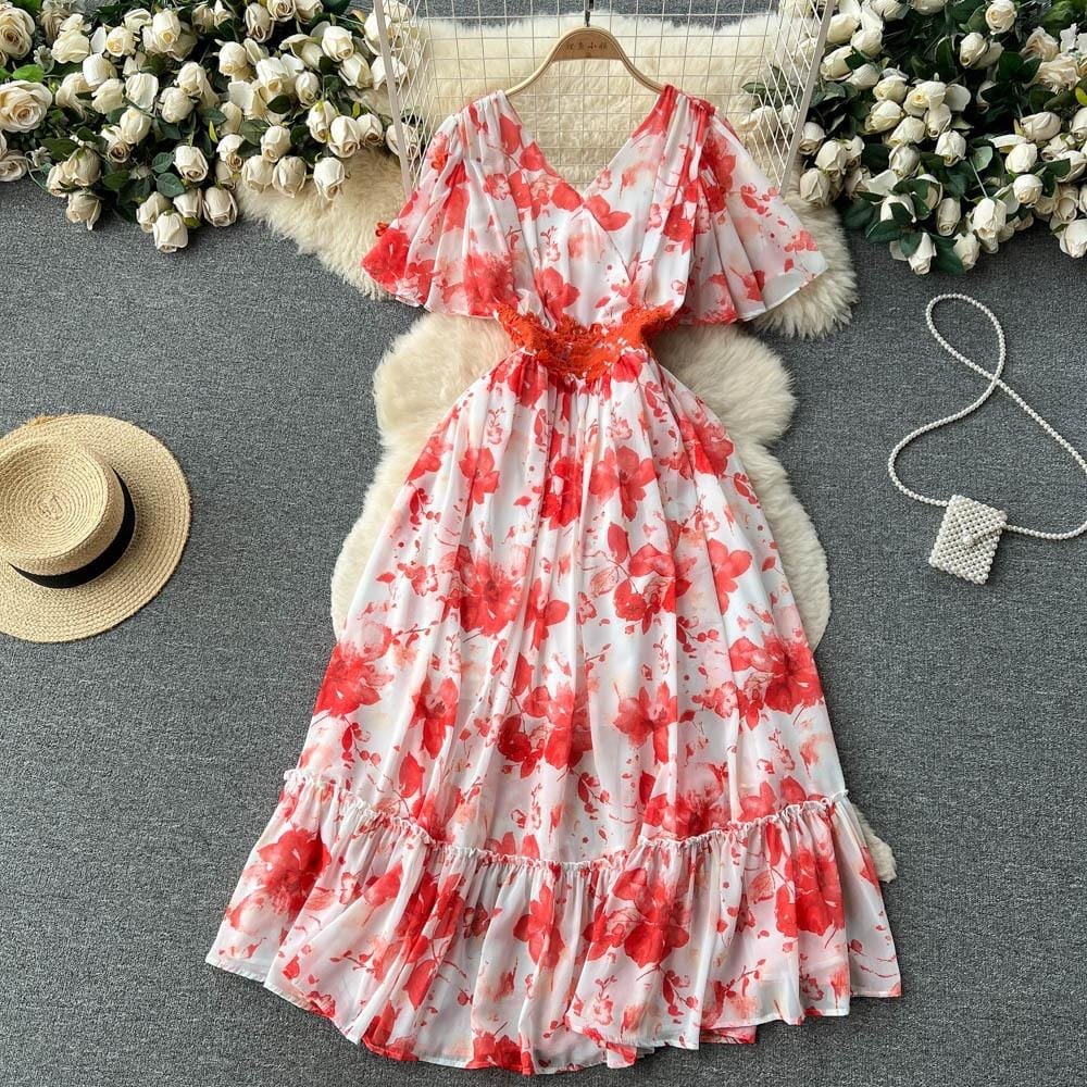 Calista Floral Dress - Orange image