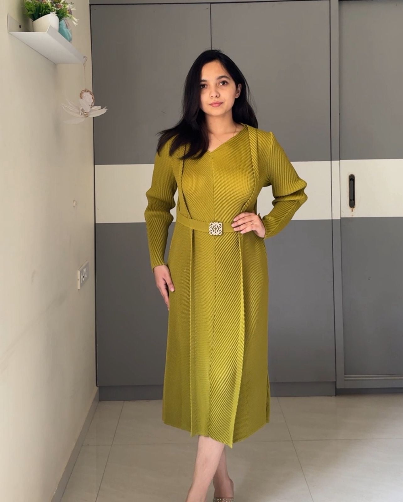 Chev Converge Pleated Dress