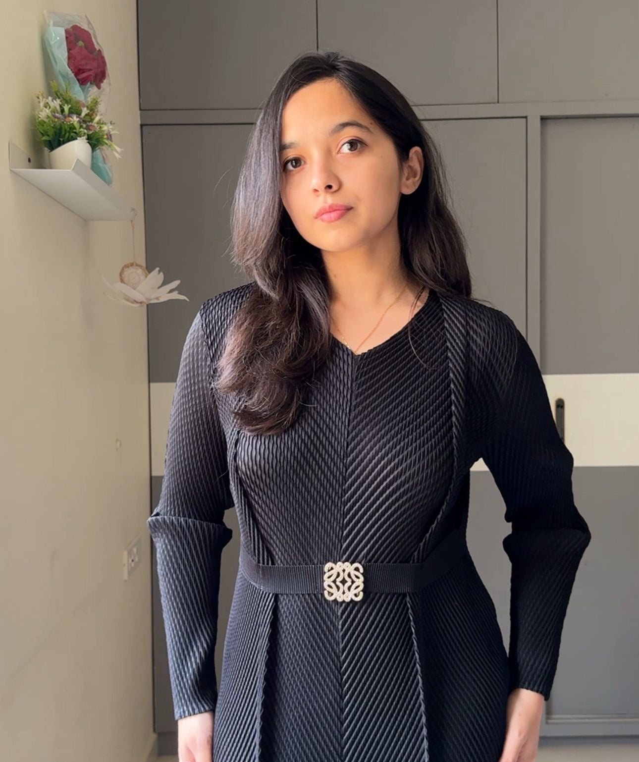 Chev Converge Pleated Dress