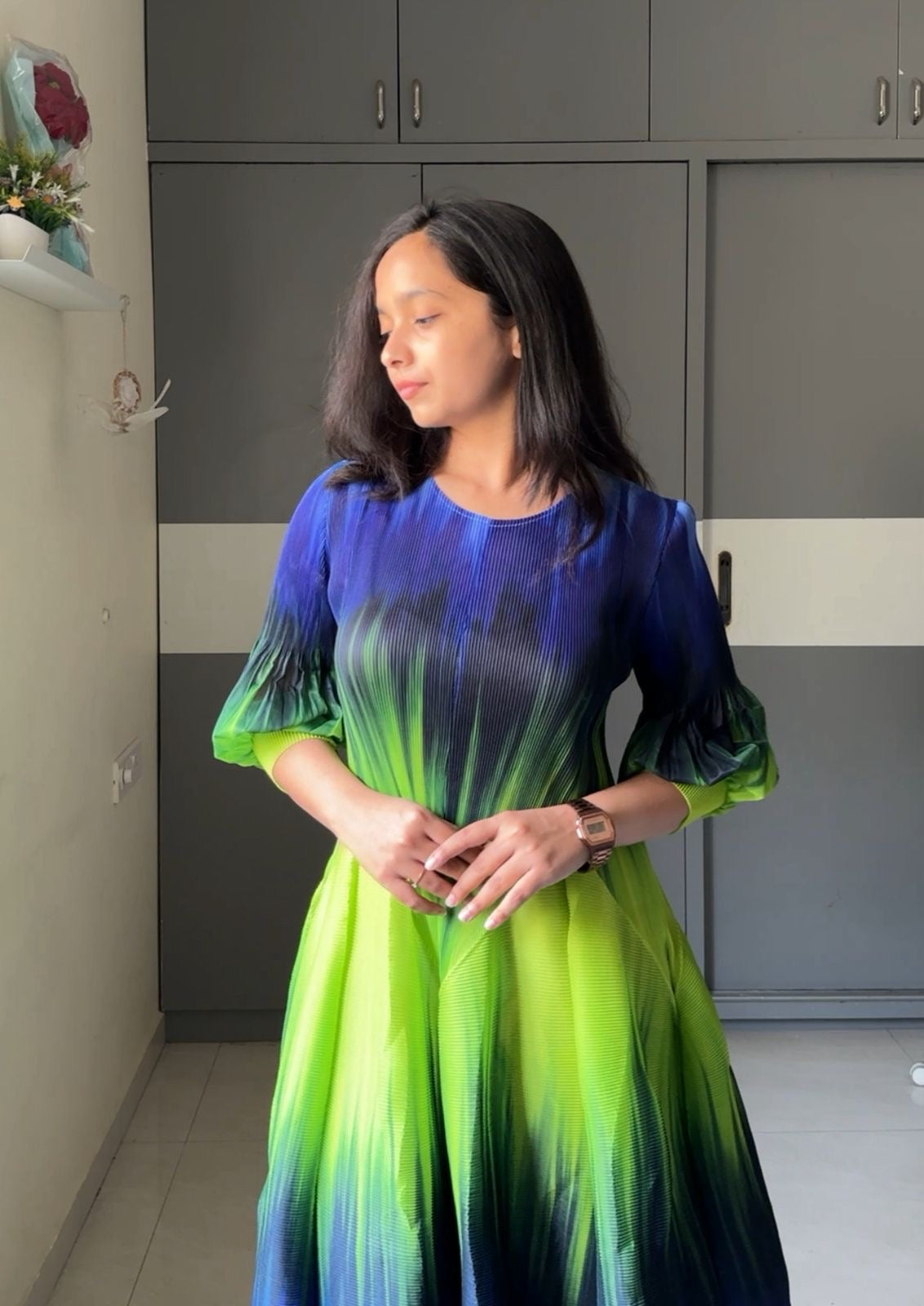 Anaya Printed Pleated Dress