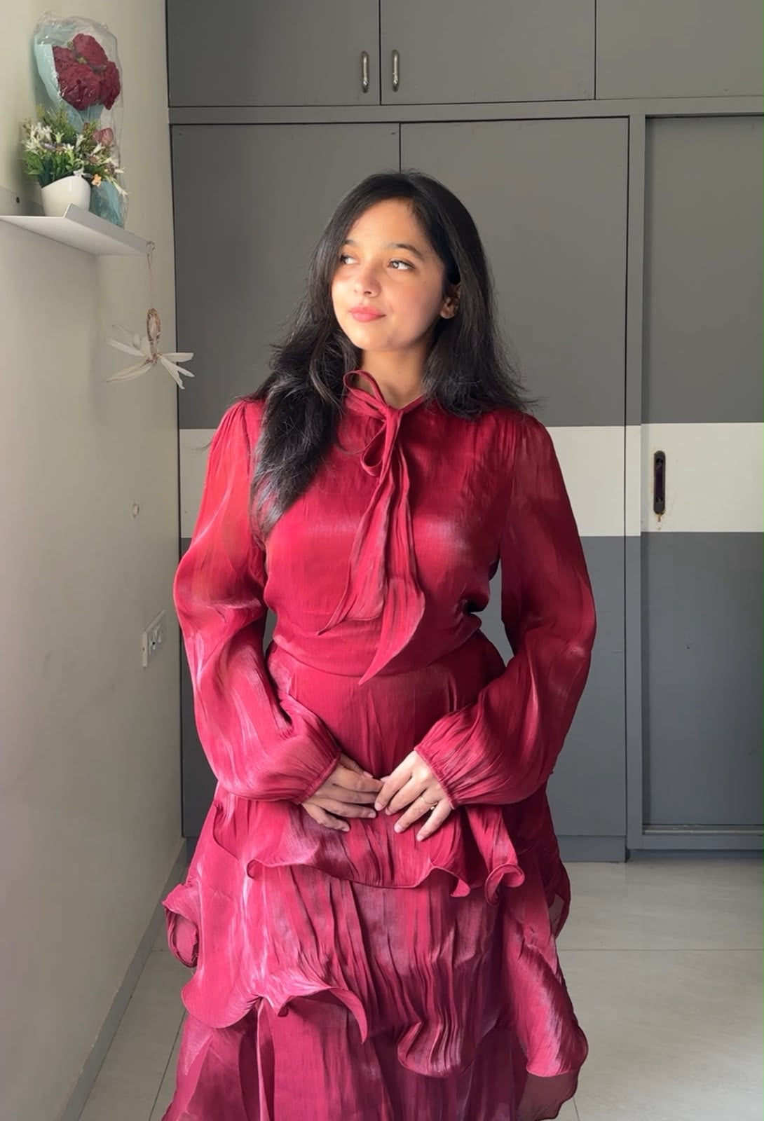 Poi Organza Ruffle Dress