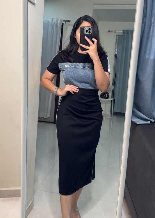 Mina Denim Patchwork Bodycons