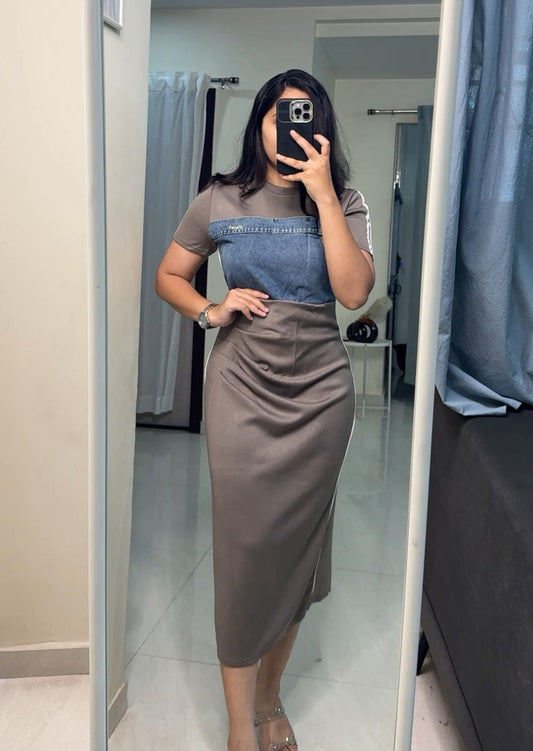 Mina Denim Patchwork Bodycons