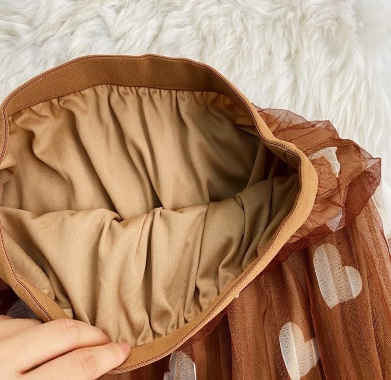 Coffee Heart Pleated Skirts