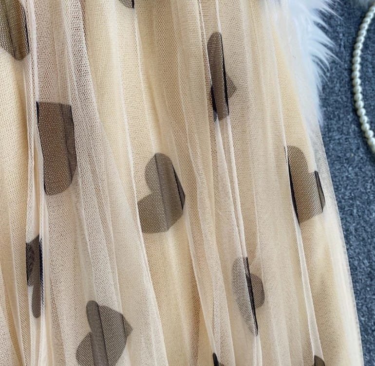 Coffee Heart Pleated Skirts