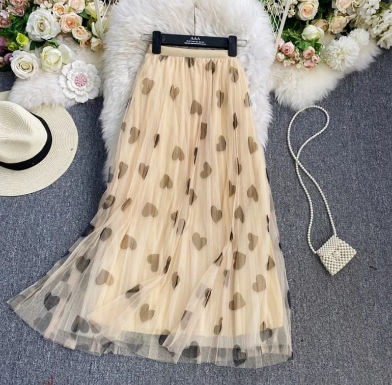 Coffee Heart Pleated Skirts