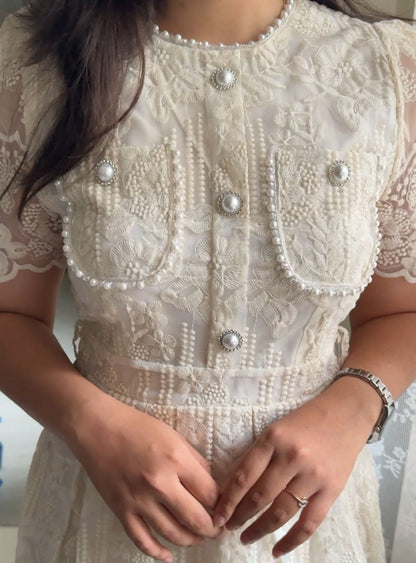 Molly Embroidered Organza Midi Dress