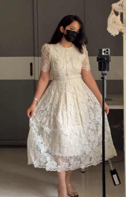 Molly Embroidered Organza Midi Dress