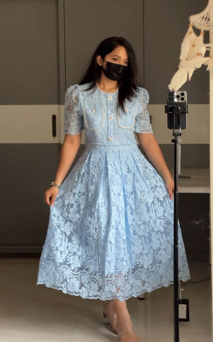 Molly Embroidered Organza Midi Dress