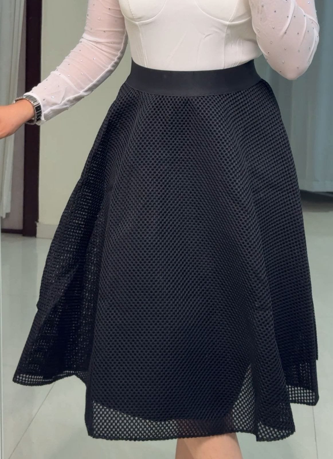 Gisel Textured Scuba Midi Skirt