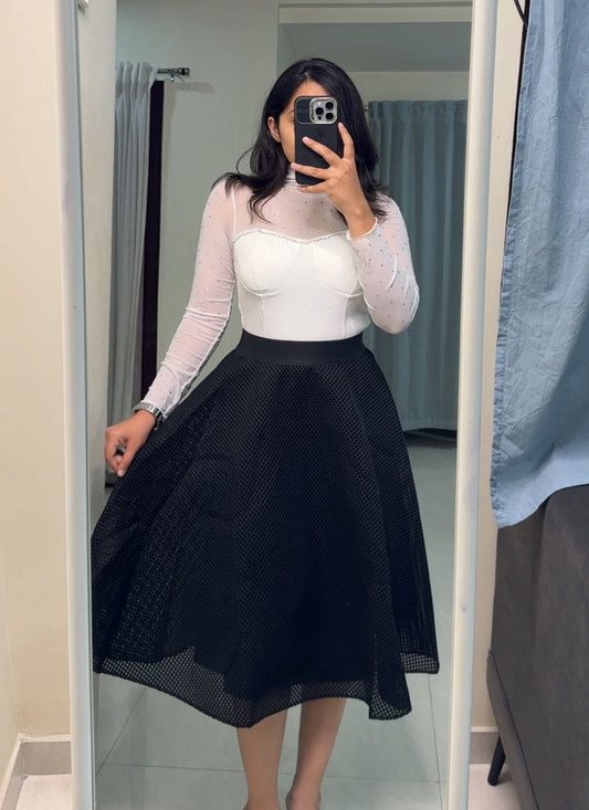 Gisel Textured Scuba Midi Skirt