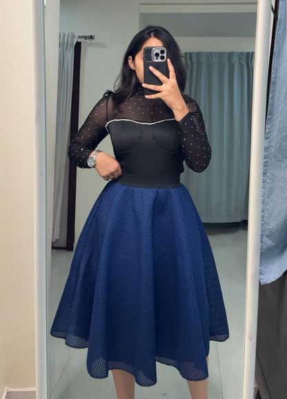 Gisel Textured Scuba Midi Skirt