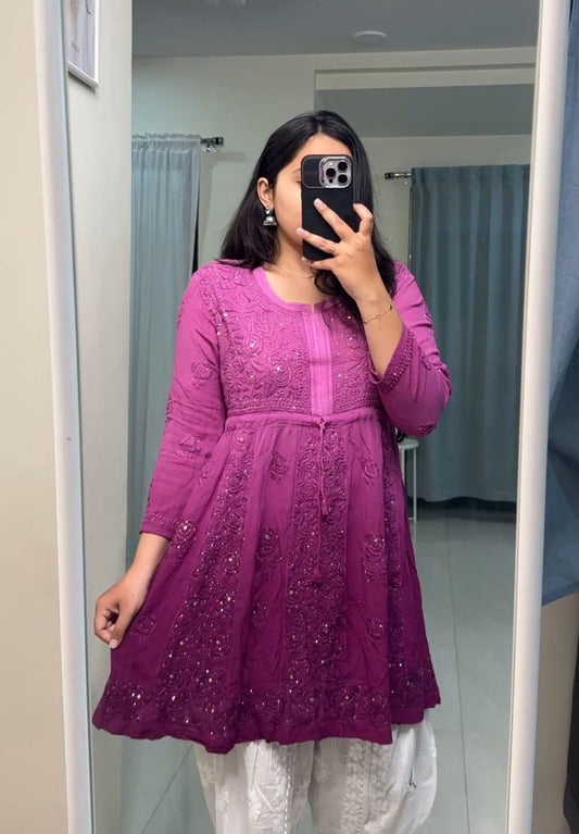 Siya Viscose Chikankari Mukaish Kurtis