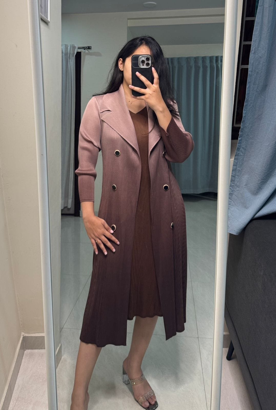 Celeste Pleated Dress - Brown image
