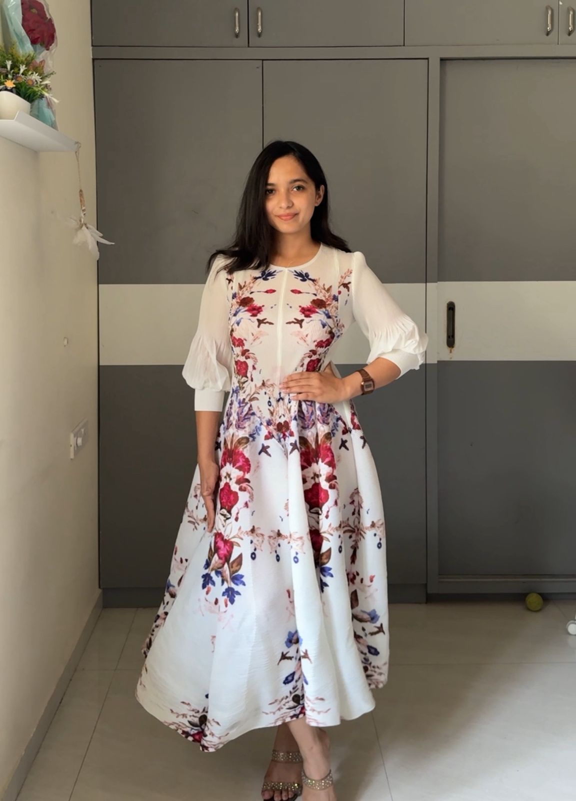 Anaya Printed Pleated Dress