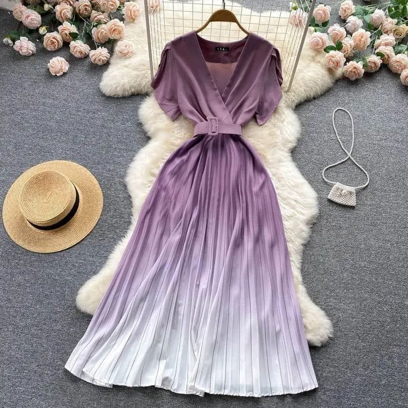 Phoebe Pleated Dress - Lavender image
