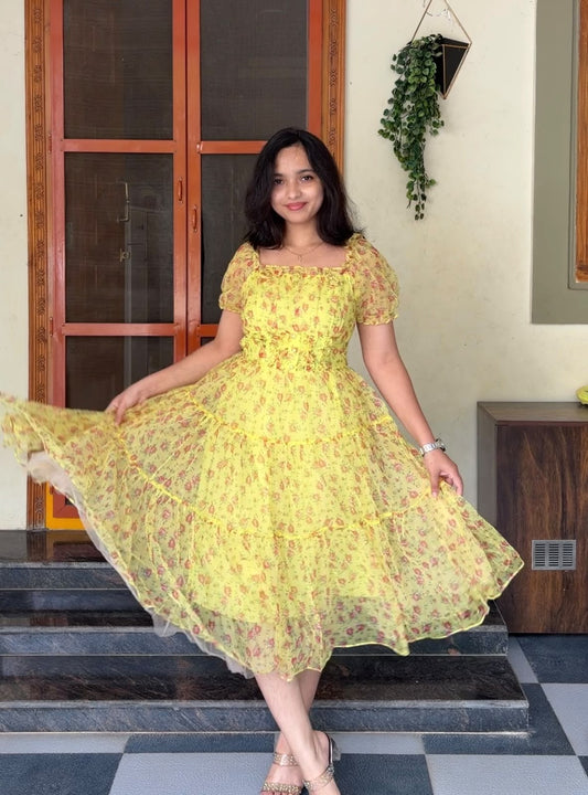 Trita Floral Mesh Dress