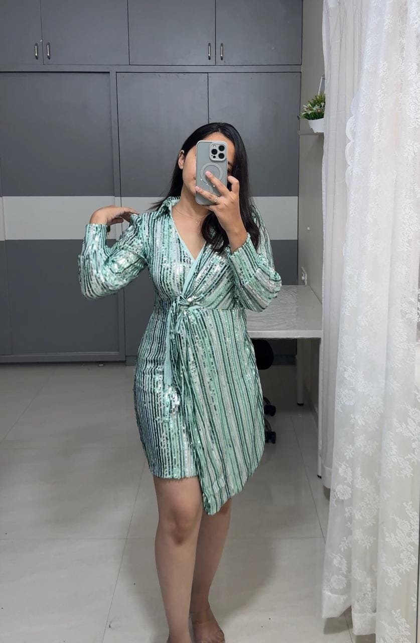 Tie Up Sequence Midi Dress - 2 image
