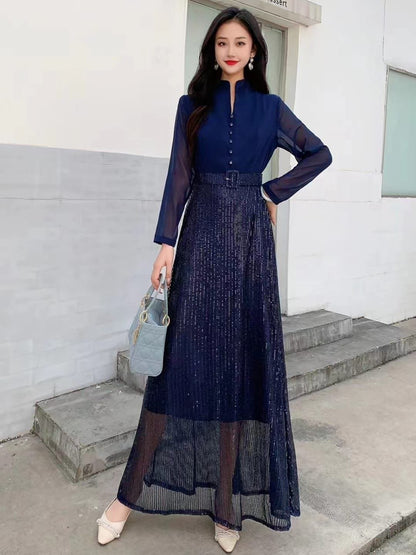 Bethany Sequin Dress - Navy Blue image