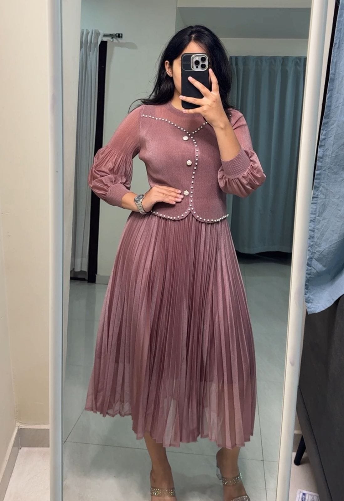 Pearl Whisper Pleated Dress image 0