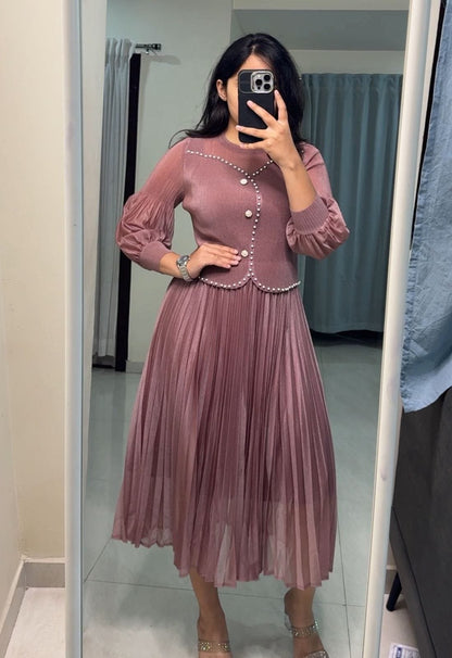 Pearl Whisper Pleated Dress image 0