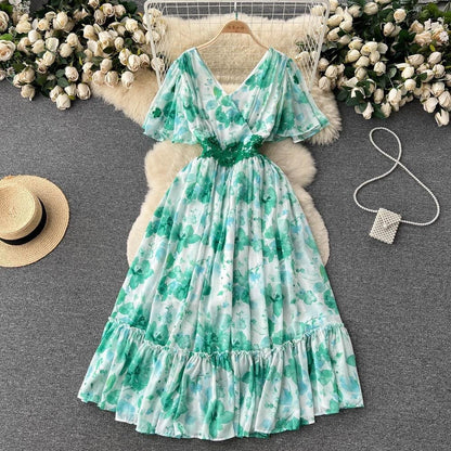 Calista Floral Dress - Green image