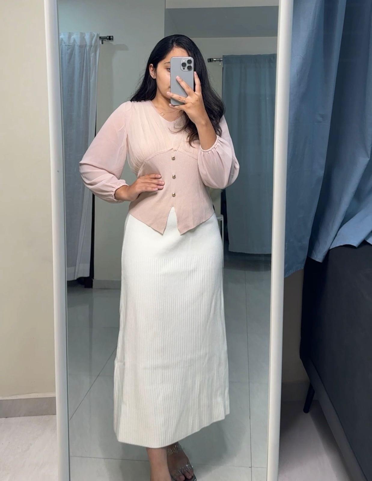 Riley Knit Skirts - White image