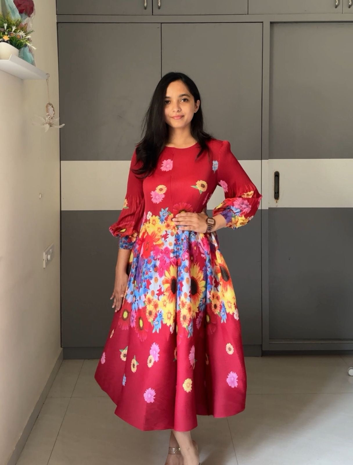 Anaya Printed Pleated Dress