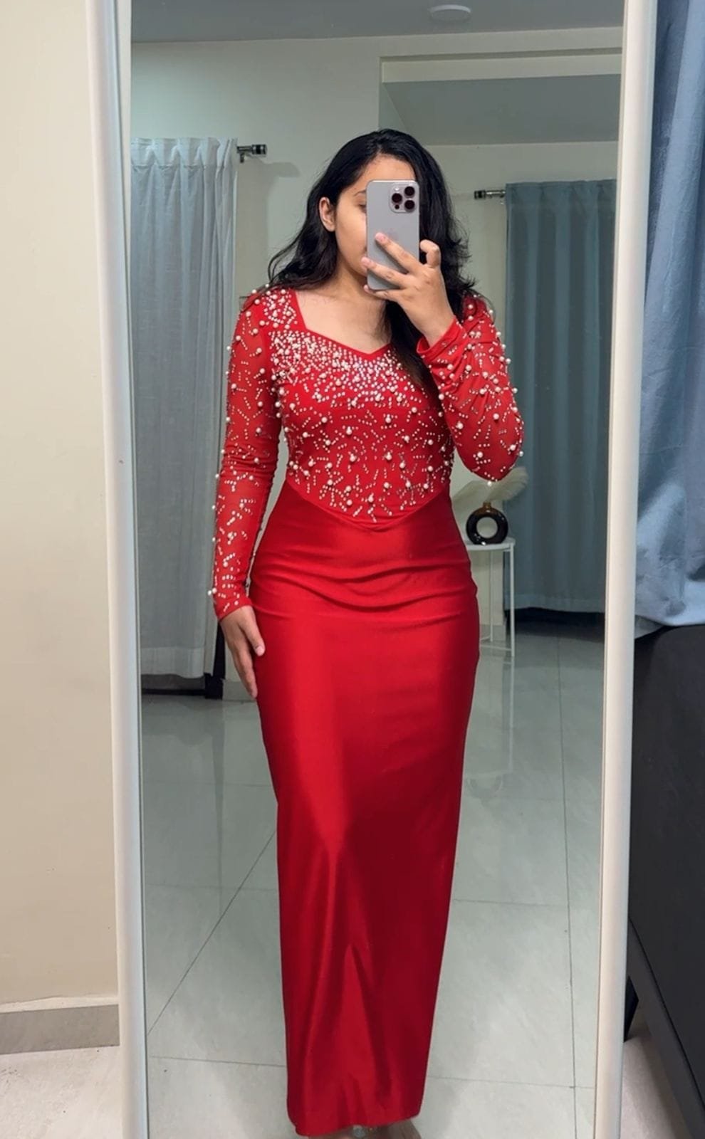 Nadia Pearl Dress - Red image