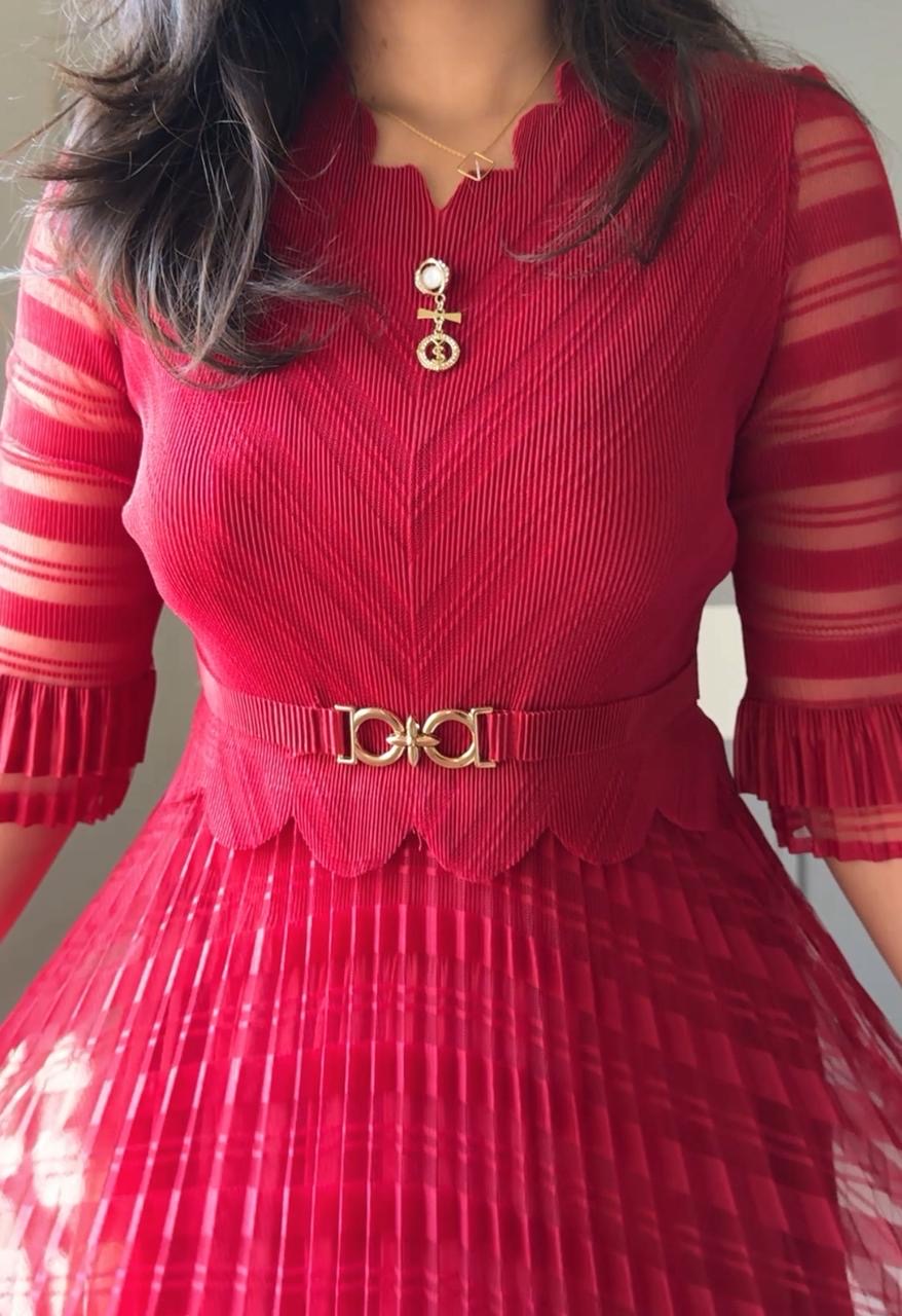 Saya Pleated Midi Dress