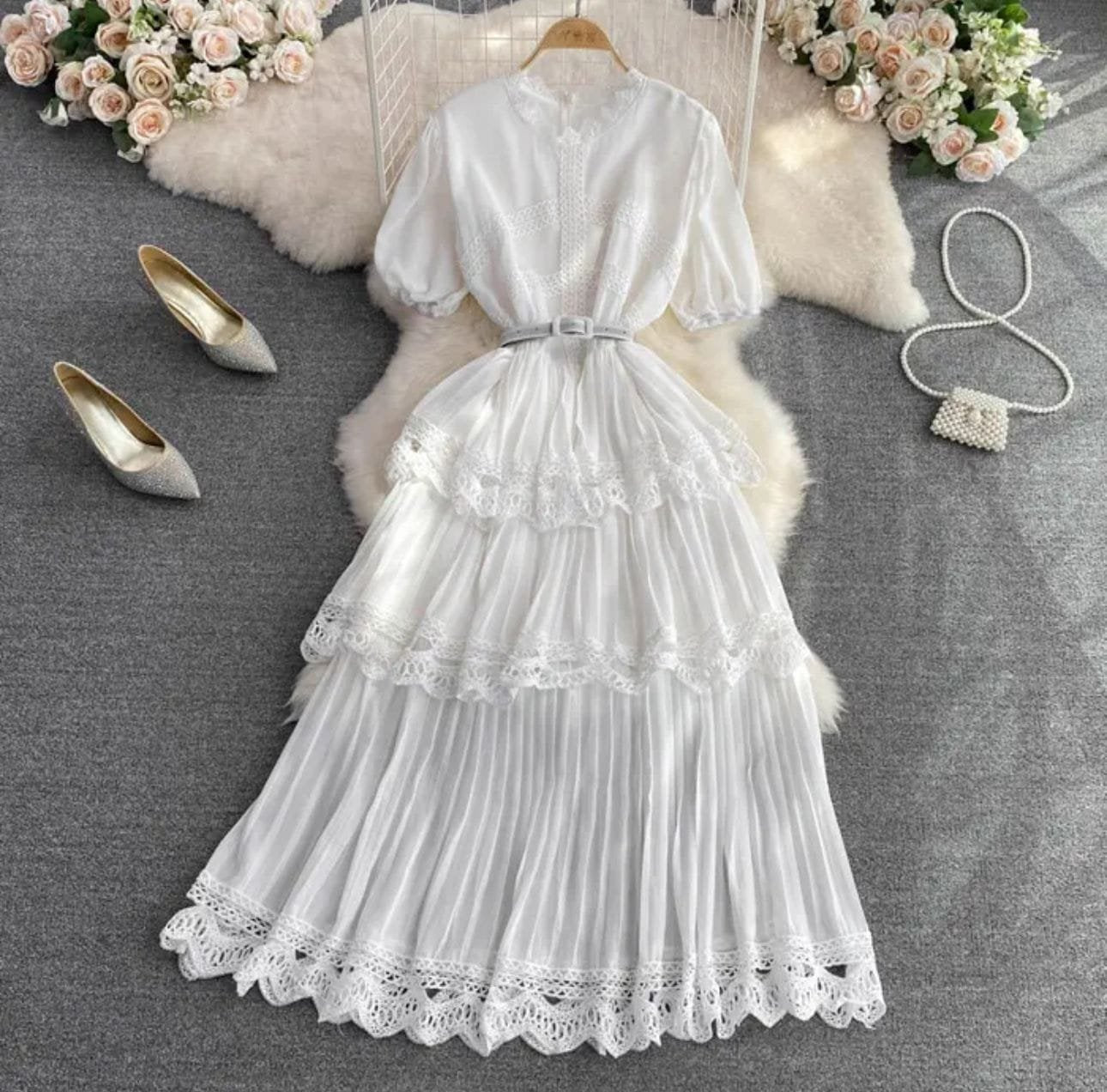 Ciela Flutter Dresses - White image