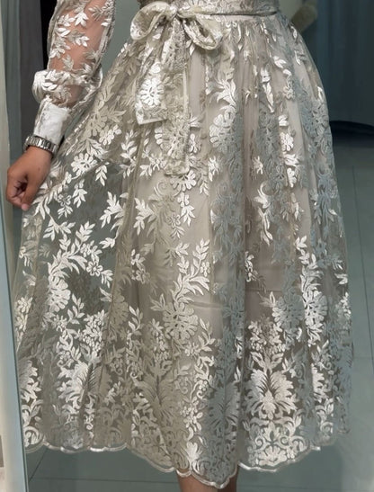 Nien Exquisite Tie Up Lace Dress